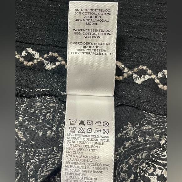 LUCKY BRAND Womens Embroidered Woven Mix Tank Paisley Print Black Extra Small - Picture 15 of 16